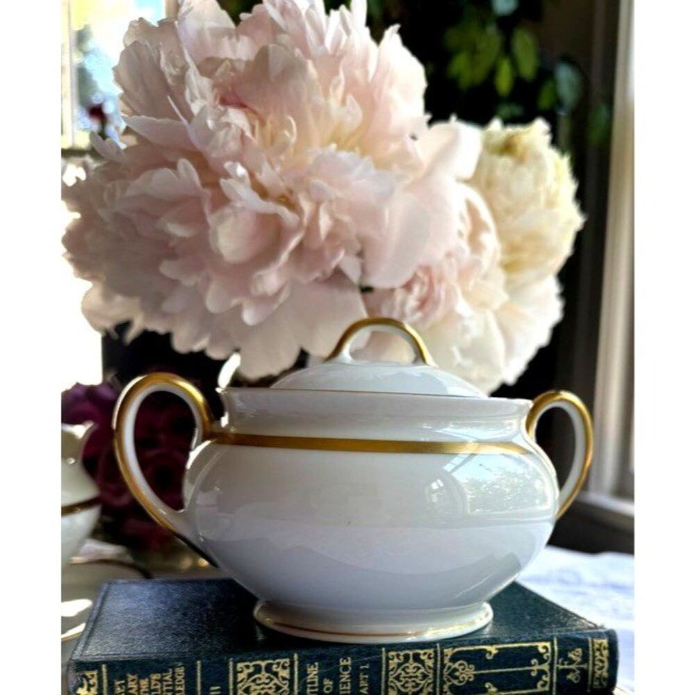Vintage Schönwald Bavaria EAMAG Empire Porcelain GOLD rim Sugar Bowl Covered Lid - Picture 15 of 16
